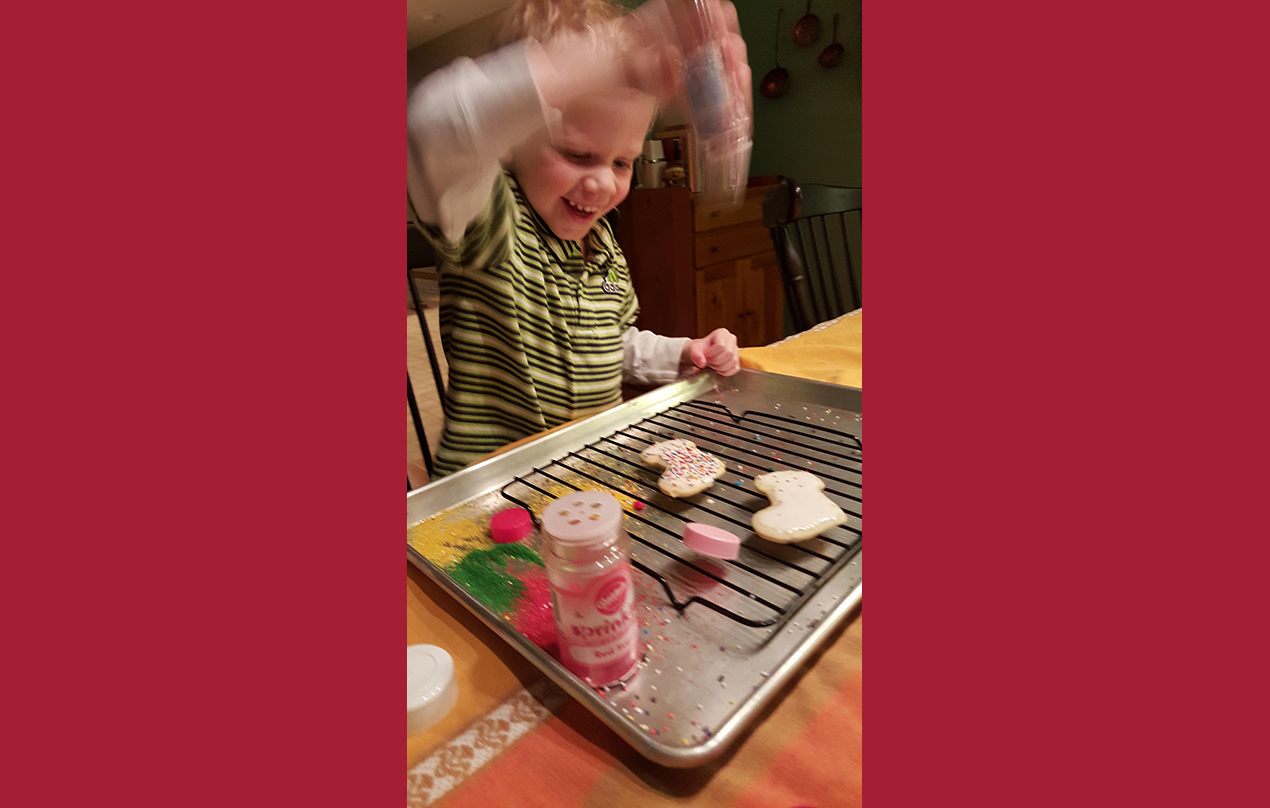 Image for Decorating Christmas cookies together has been a holiday tradition in my family for as long as I can remember. When my son was 3 years old he decorated cookies for the first time - this picture perfectly captured the pure joy of this experience. (Holiday Joy)